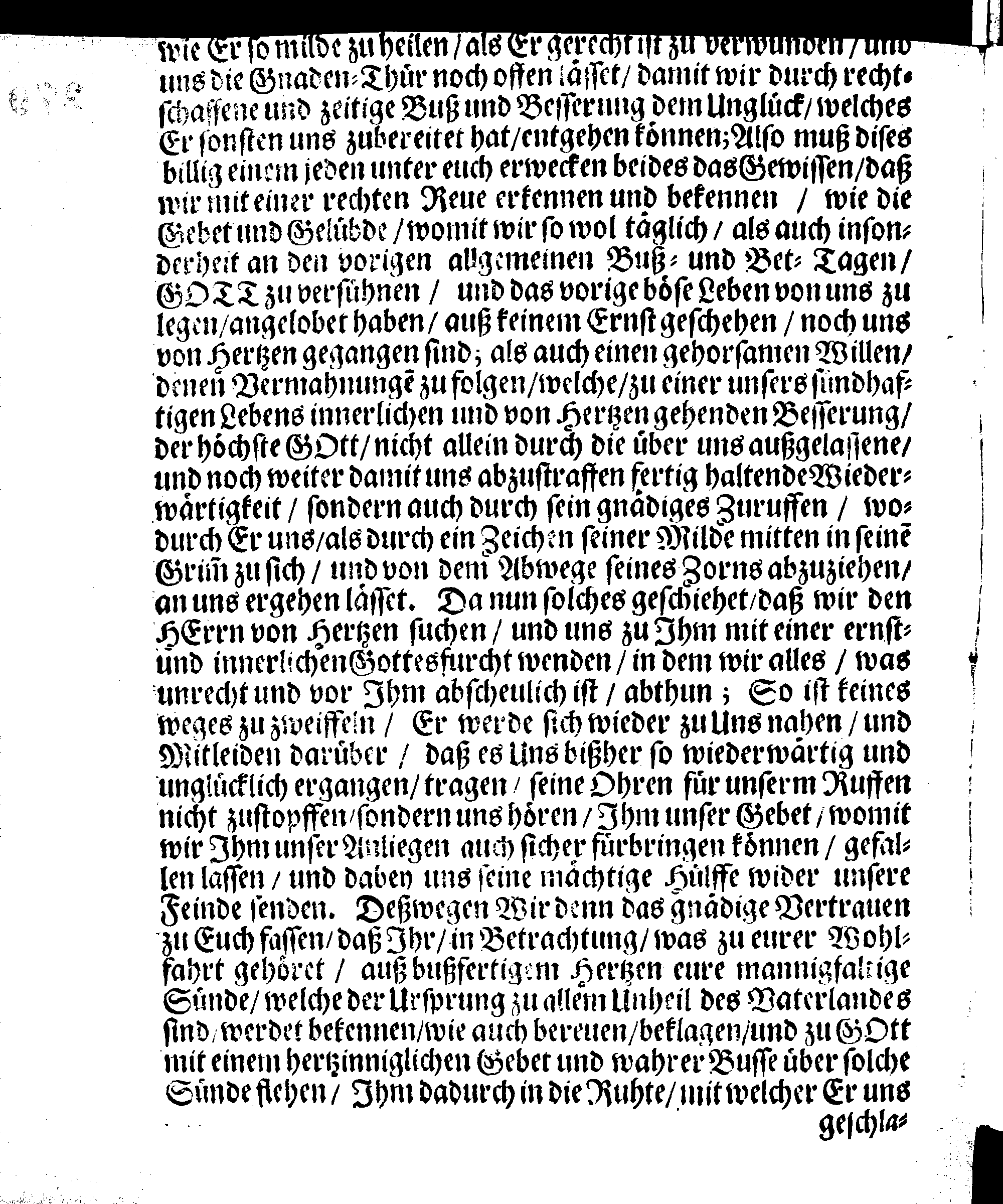 Ihr. Königl. Maytt. PLACAT, Wegen Vier Allgemeiner Solennen Danck-Fast- und Bet-Tage, welche, im gegenwärtigen Jahr, durch gantz Schweden, und darunter liegende Provincien, Wie auch durch das Groß-Fürstenthumb Finland, imgleichen durch Ehst-Lief- und Ingermanland sollen gehalten und gefeyret werden