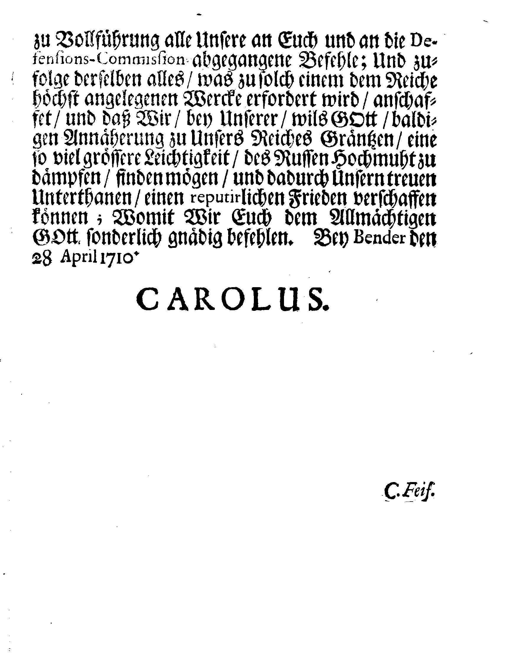 [Kuningas Karl XII pöördumine riiginõukogu poole]