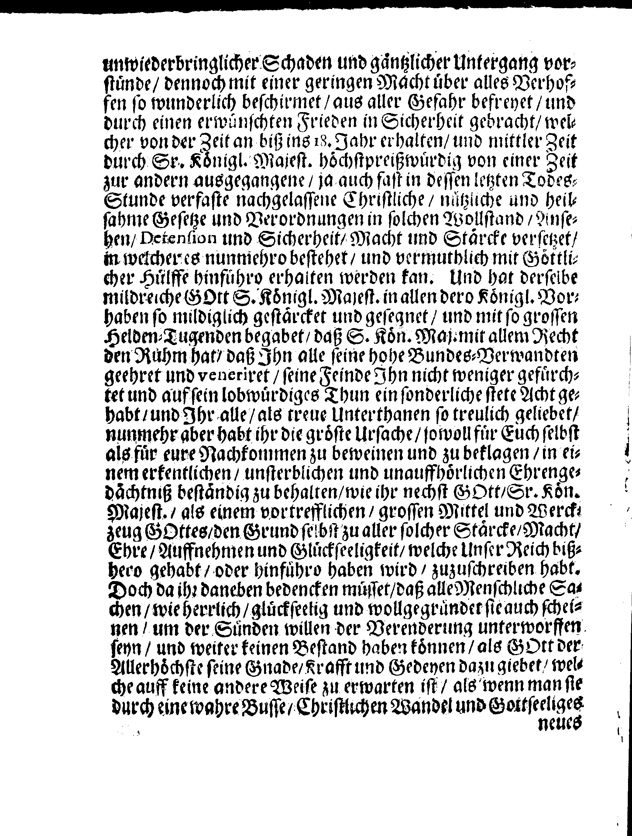 Ihr: Königl: Majest: PLACAT, Wegen eines algemeinen Klag-Tages, so über Ir: Königl: Majest: unsers weiland allergnädigsten und in stetem Andencken glorwürdigsten Königs, Königs CARLS des XItens, Höchstbetraurenden Todesfall, über das gantze Schwedische Reich und in allen darunter liegenden Fürstenthümern und Herrschafften, den 20. Augusti 1697. gehalten und begangen werden soll. Ausgegangen in selbigem Jahr, den 22. April