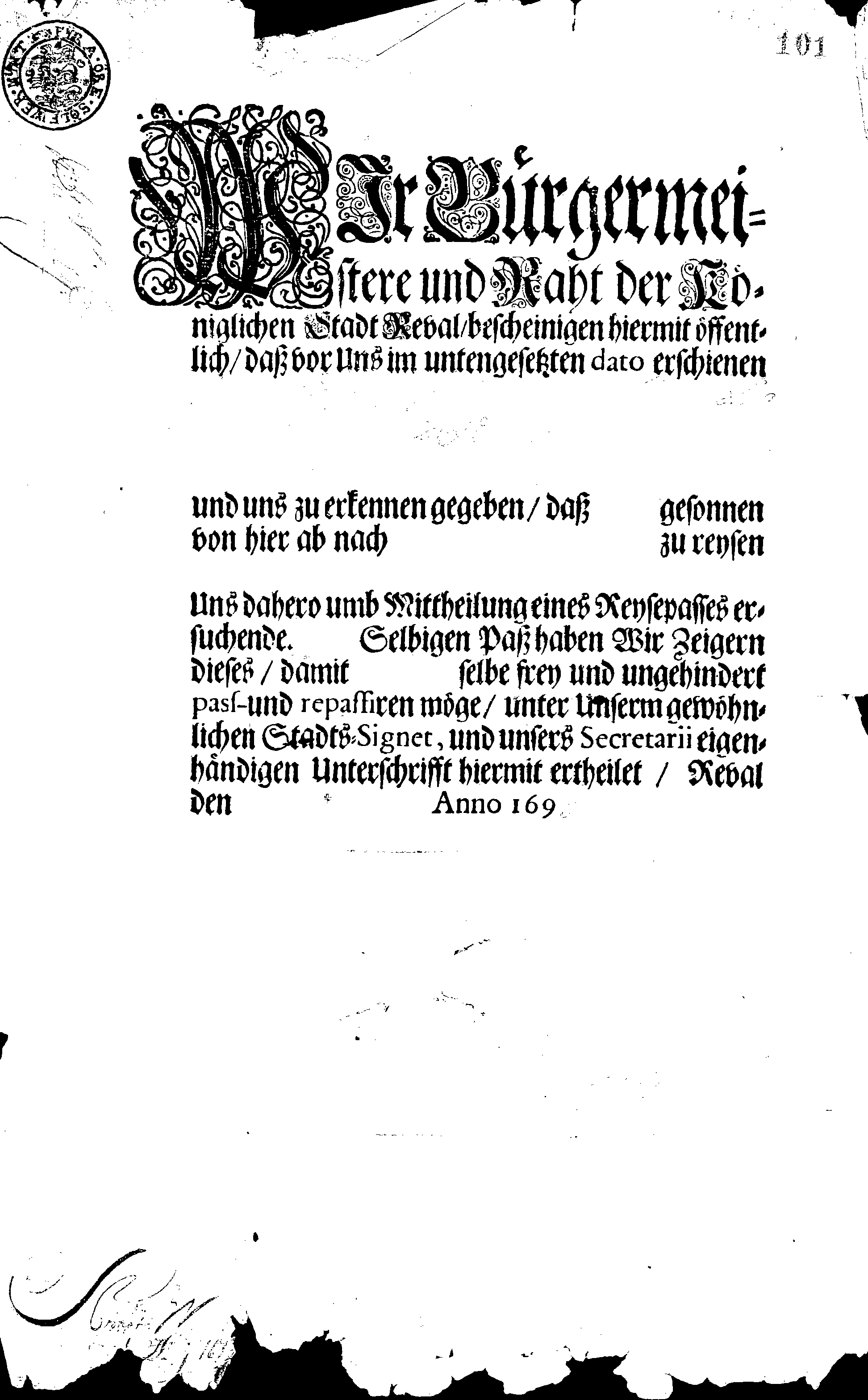 [Tallinna magistraadi poolt välja antud reisipass]