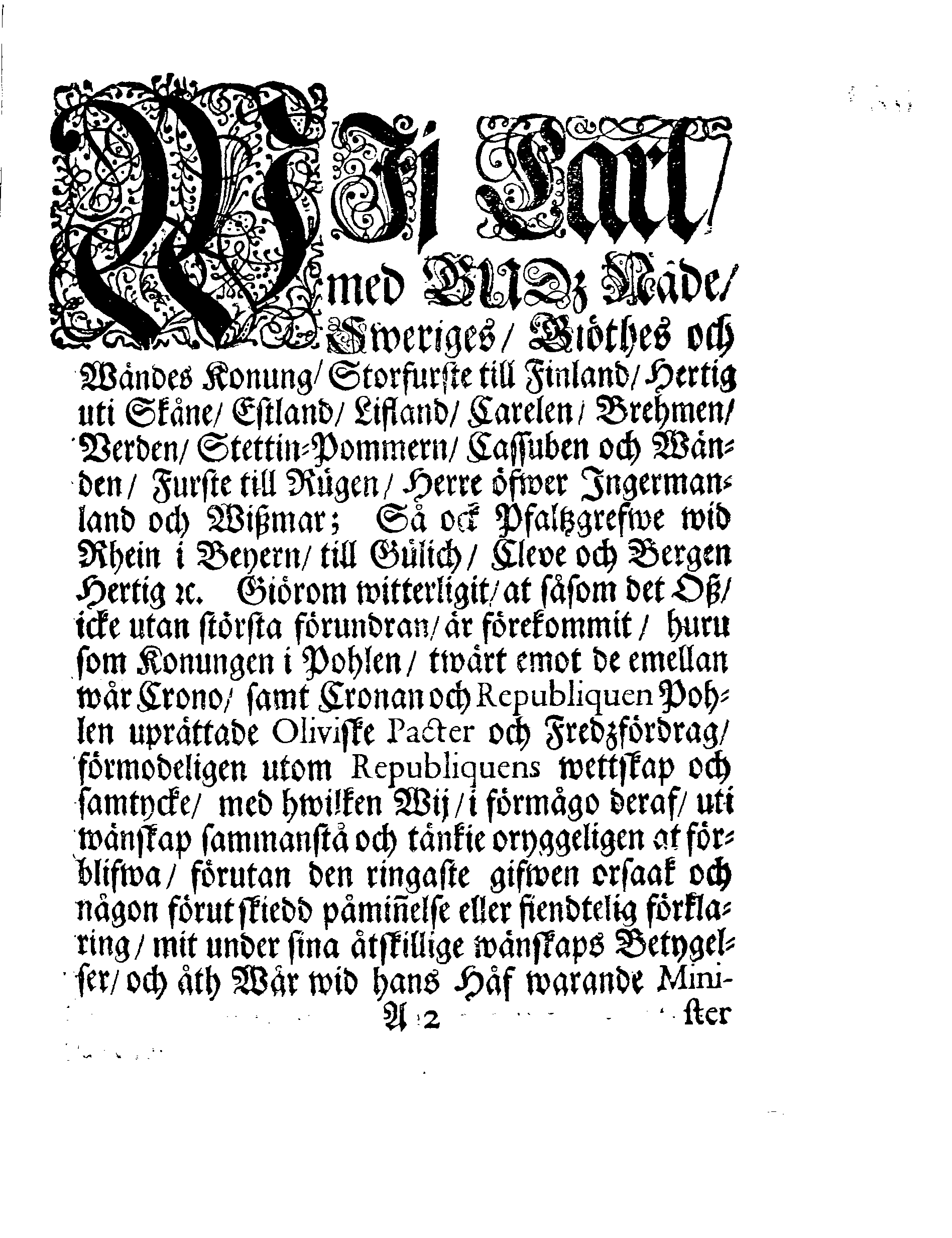 Kongl. May:tz PÅBUD, Att alla deß Undersåtare, som för tijden uti Konungens i Pohlen och hans Anhangs Tienst, eller wid hans Trouper sig uppehålla, skola sig ofördröijeligen thädan begifwa