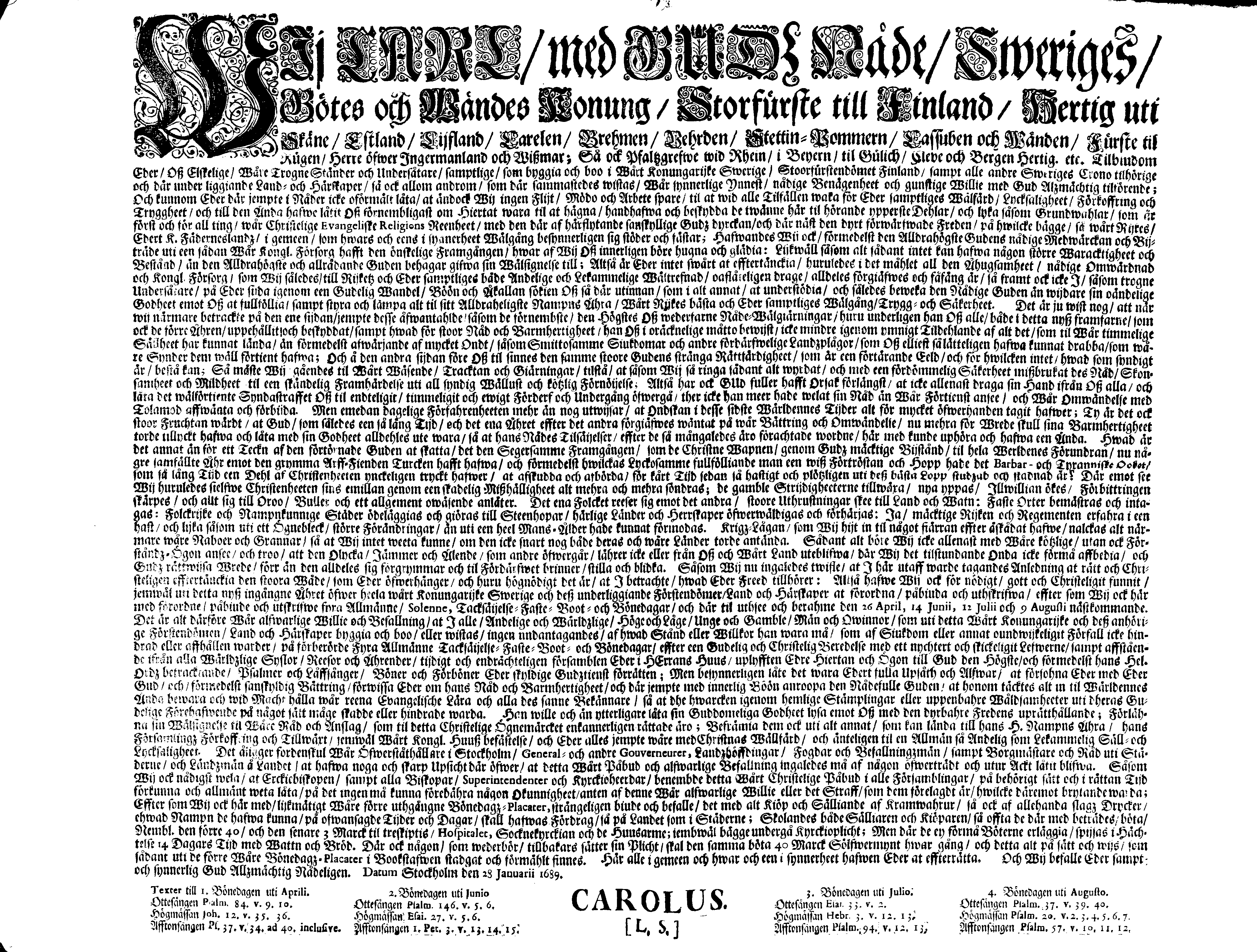 [Kuningas Karl XI korraldus]