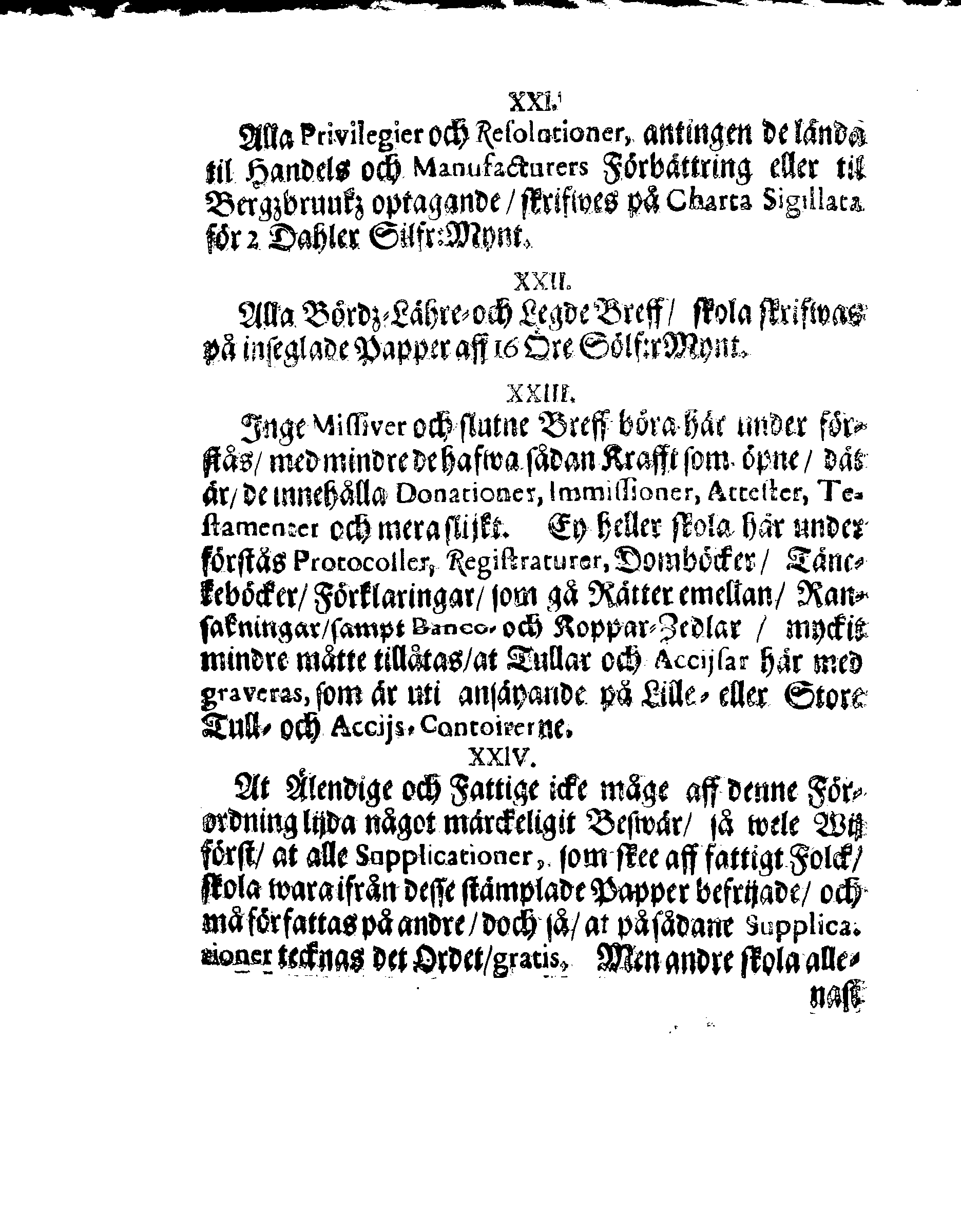 Kongl. May:tz Stadga och Förordning, Angående CHARTA SIGILLATA, Eller Stämplat Papper,