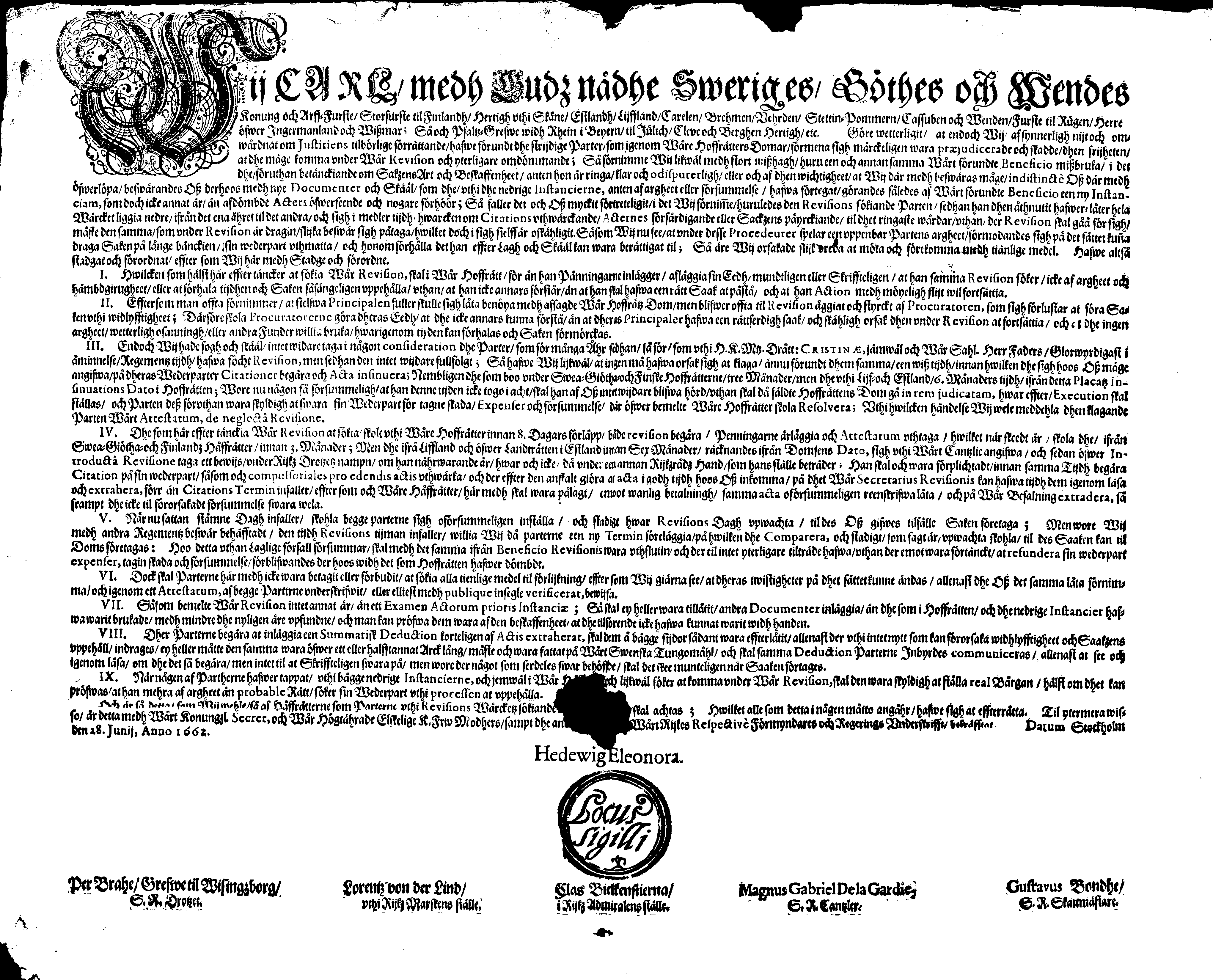 [Kuningas Karl XI eestkostevalitsuse korraldus]