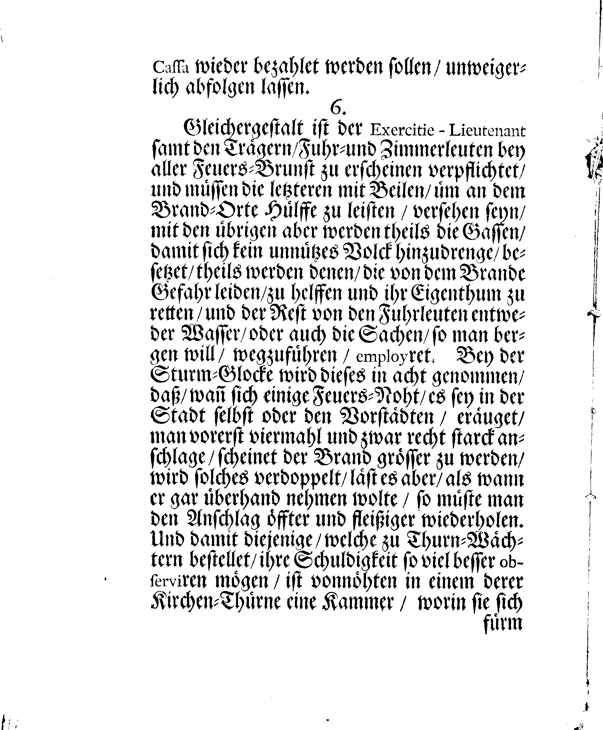 Der Königlichen Stadt NARVA Brand-Ordnung, Welche Mit Ir. HochWolgebohrnen Excell:tz des Herrn Baronen, Feld-Marschalls und Gouverneuren Hn. Otto Wilhelm von Fersens hochgeneigter Approbation erneuret