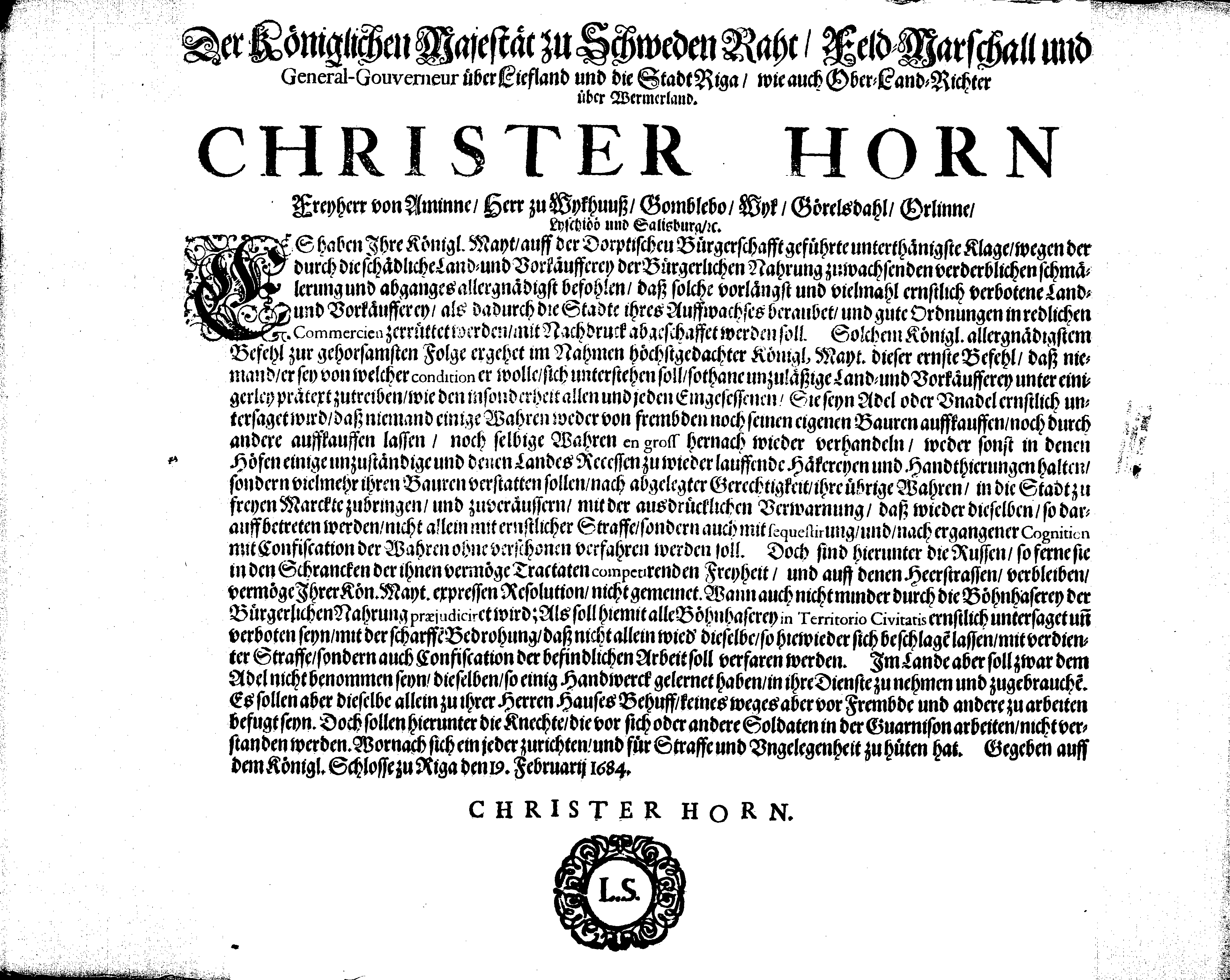 [Christer Horni korraldus]