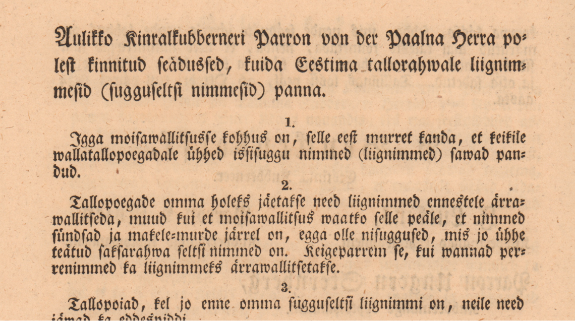 Onomastics: Estonian Surname History