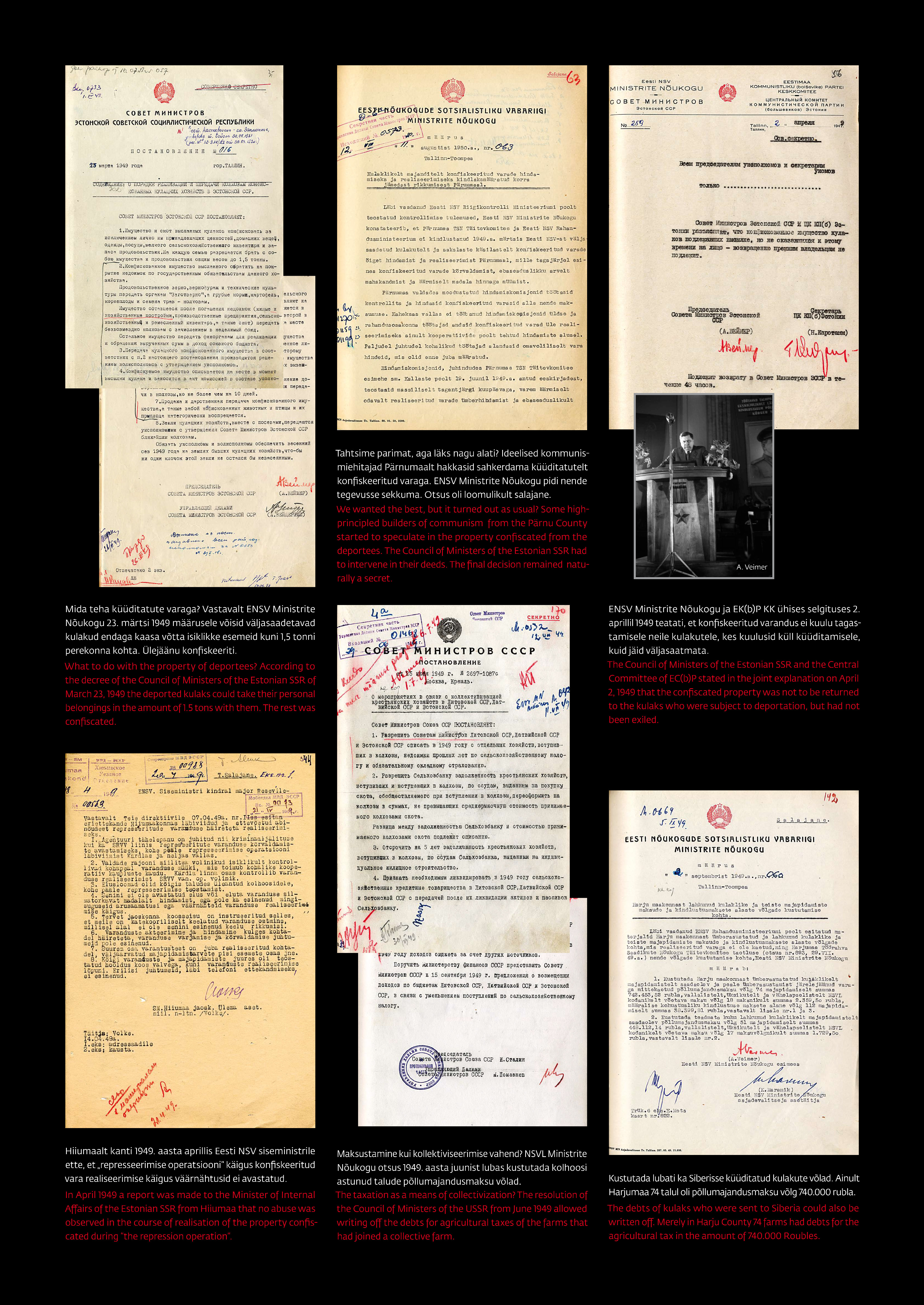 Dokumendid sellest, mida tehakse küüditatute varaga.