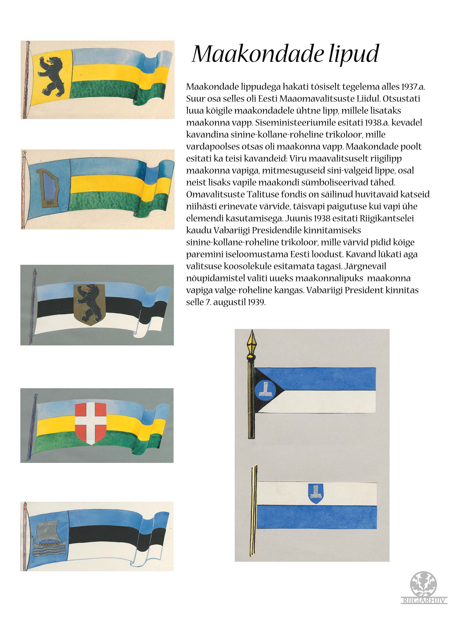 Tekst ja näited maakondade lippudest