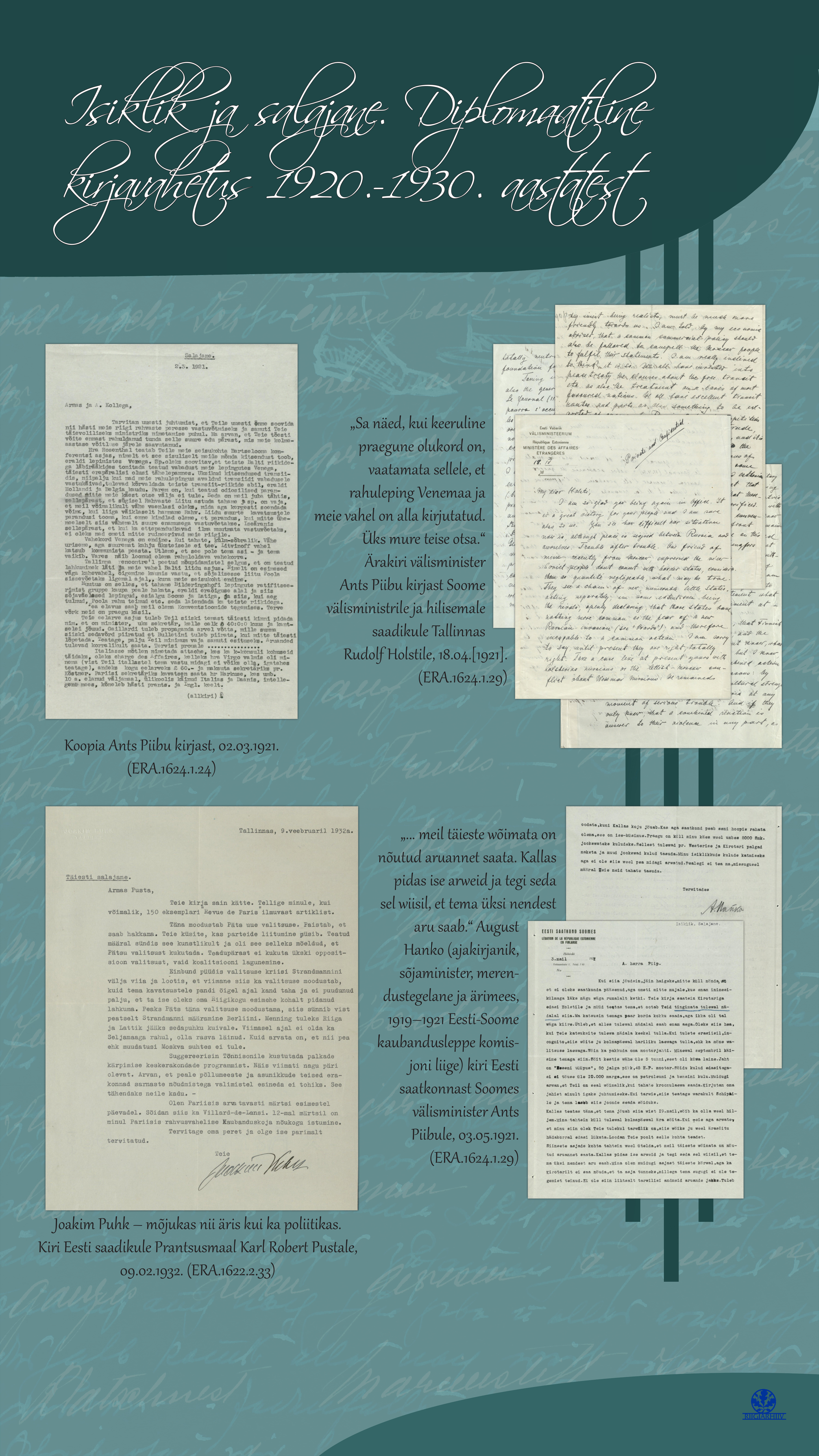Isiklik ja salajane. Diplomaatiline kirjavahetus 1920.-1930. aastatest,